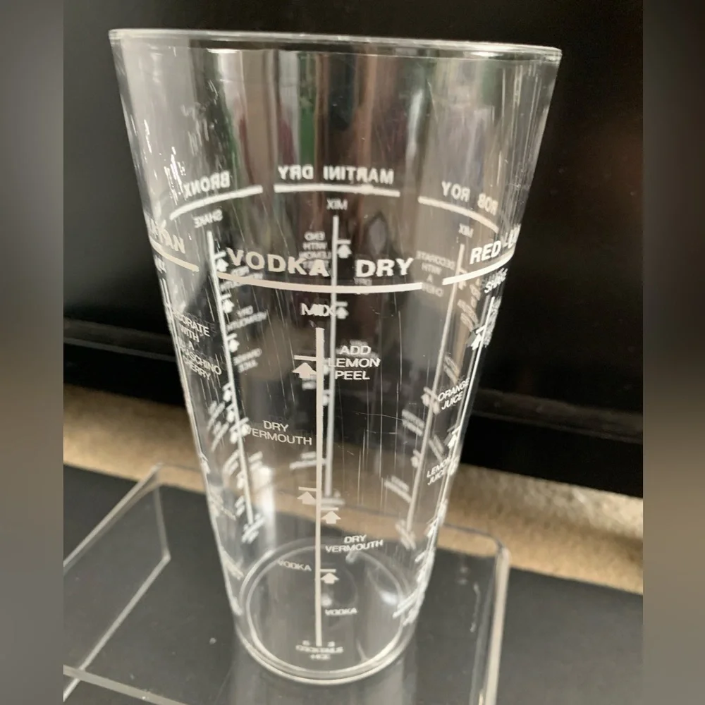 Drink Mixer Tumbler Cup Cocktails Cheat Sheet Clear Plastic Tall